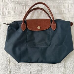 Longchamp Navy and Brown Mini Bag